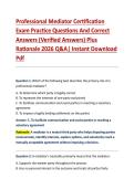 Professional Mediator Certification &NewLine;Exam Practice Questions And Correct &NewLine;Answers &lpar;Verified Answers&rpar; Plus &NewLine;Rationale 2026 Q&A&vert; Instant Download &NewLine;Pdf  