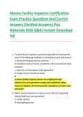 Marine Facility Inspector Certification &NewLine;Exam Practice Questions And Correct &NewLine;Answers &lpar;Verified Answers&rpar; Plus &NewLine;Rationale 2026 Q&A&vert; Instant Download &NewLine;Pdf 