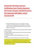 Residential Plumbing Inspector &NewLine;Certification Exam Practice Questions &NewLine;And Correct Answers &lpar;Verified Answers&rpar; &NewLine;Plus Rationale 2026 Q&A&vert; Instant &NewLine;Download Pdf  
