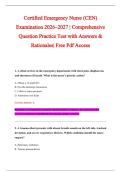 Certified Emergency Nurse &lpar;CEN&rpar; &NewLine;Examination 2026&ndash;2027 &vert; Comprehensive &NewLine;Question Practice Test with Answers & &NewLine;Rationales&vert; Free Pdf Access