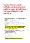 Property Maintenance Inspector &NewLine;Certification Exam Practice Questions &NewLine;And Correct Answers &lpar;Verified Answers&rpar; &NewLine;Plus Rationale 2026 Q&A&vert; Instant &NewLine;Download Pdf  