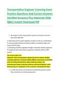 Transportation Engineer Licensing Exam &NewLine;Practice Questions And Correct Answers &NewLine;&lpar;Verified Answers&rpar; Plus Rationale 2026 &NewLine;Q&A&vert; Instant Download Pdf 