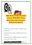 NRA Basic Pistol Shooting Course Exam Questions and Correct Answers &lpar;50&plus; Questions&rpar; &vert; Firearm Safety&comma; Pistol Fundamentals&comma; Ammunition&comma; Shooting Positions & Marksmanship &vert; National Rifle Association &lpar;NRA&rpar;