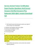 Service Animal Trainer Certification &NewLine;Exam Practice Questions And Correct &NewLine;Answers &lpar;Verified Answers&rpar; Plus &NewLine;Rationale 2026 Q&A&vert; Instant Download &NewLine;Pdf  
