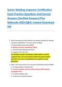Senior Welding Inspector Certification &NewLine;Exam Practice Questions And Correct &NewLine;Answers &lpar;Verified Answers&rpar; Plus &NewLine;Rationale 2026 Q&A&vert; Instant Download &NewLine;Pdf