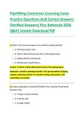 Pipefitting Contractor Licensing Exam &NewLine;Practice Questions And Correct Answers &NewLine;&lpar;Verified Answers&rpar; Plus Rationale 2026 &NewLine;Q&A&vert; Instant Download Pdf  