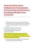 Residential Building Inspector &NewLine;Certification Exam Practice Questions &NewLine;And Correct Answers &lpar;Verified Answers&rpar; &NewLine;Plus Rationale 2026 Q&A&vert; Instant &NewLine;Download Pdf  