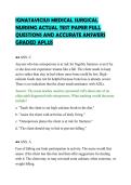 IGNATAVICIUS MEDICAL SURGICAL&NewLine;NURSING ACTUAL TEST PAPER FULL&NewLine;QUESTIONS AND ACCURATE ANSWERS&NewLine;GRADED APLUS