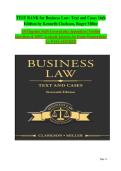 TEST BANK &vert; Business Law&colon; Text and Cases&comma; 16th Edition by Kenneth Clarkson & Roger LeRoy Miller &vert; Complete Chapters & Appendices &vert; Verified Questions & Answers