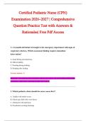 Certified Pediatric Nurse &lpar;CPN&rpar; &NewLine;Examination 2026&ndash;2027 &vert; Comprehensive &NewLine;Question Practice Test with Answers & &NewLine;Rationales&vert; Free Pdf Access