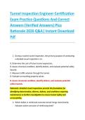 Tunnel Inspection Engineer Certification &NewLine;Exam Practice Questions And Correct &NewLine;Answers &lpar;Verified Answers&rpar; Plus &NewLine;Rationale 2026 Q&A&vert; Instant Download &NewLine;Pdf  
