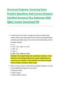 Structural Engineer Licensing Exam &NewLine;Practice Questions And Correct Answers &NewLine;&lpar;Verified Answers&rpar; Plus Rationale 2026 &NewLine;Q&A&vert; Instant Download Pdf 