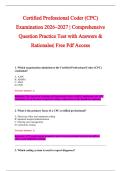 Certified Professional Coder &lpar;CPC&rpar; &NewLine;Examination 2026&ndash;2027 &vert; Comprehensive &NewLine;Question Practice Test with Answers & &NewLine;Rationales&vert; Free Pdf Access