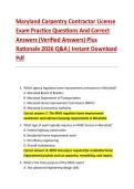 Maryland Carpentry Contractor License &NewLine;Exam Practice Questions And Correct &NewLine;Answers &lpar;Verified Answers&rpar; Plus &NewLine;Rationale 2026 Q&A&vert; Instant Download &NewLine;Pdf  