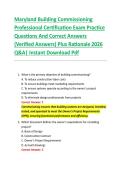 Maryland Building Commissioning &NewLine;Professional Certification Exam Practice &NewLine;Questions And Correct Answers &NewLine;&lpar;Verified Answers&rpar; Plus Rationale 2026 &NewLine;Q&A&vert; Instant Download Pdf  