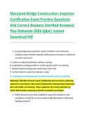 Maryland Bridge Construction Inspector &NewLine;Certification Exam Practice Questions &NewLine;And Correct Answers &lpar;Verified Answers&rpar; &NewLine;Plus Rationale 2026 Q&A&vert; Instant &NewLine;Download Pdf  
