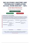 BIO 255 EXAM 2 ANATOMY AND PHYSIOLOGY COMPILATION ACTUAL EXAM 2026&sol;2027 - 100&percnt; VERIFIED &vert;&NewLine;DETAILED RATIONALES - PASS GUARANTEED - A&plus; GRADED