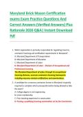 Maryland Brick Mason Certification &NewLine;exams Exam Practice Questions And &NewLine;Correct Answers &lpar;Verified Answers&rpar; Plus &NewLine;Rationale 2026 Q&A&vert; Instant Download &NewLine;Pdf 