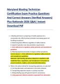 Maryland Blasting Technician &NewLine;Certification Exam Practice Questions &NewLine;And Correct Answers &lpar;Verified Answers&rpar; &NewLine;Plus Rationale 2026 Q&A&vert; Instant &NewLine;Download Pdf 