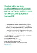Maryland Baking and Pastry &NewLine;Certification Exam Practice Questions &NewLine;And Correct Answers &lpar;Verified Answers&rpar; &NewLine;Plus Rationale 2026 Q&A&vert; Instant &NewLine;Download Pdf 