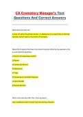 CA Crematory Manager's Test Questions and Correct Answers