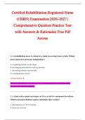 Certified Rehabilitation Registered Nurse &NewLine;&lpar;CRRN&rpar; Examination 2026&ndash;2027 &vert; &NewLine;Comprehensive Question Practice Test &NewLine;with Answers & Rationales&vert; Free Pdf &NewLine;Access