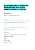 MICHIGAN BUILDERS LICENSE ACTUAL&NewLine;EXAM QUESTIONS AND CORRECT&NewLine;ANSWERS COMPLETE STUDY GUIDE