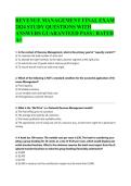 REVENUE MANAGEMENT FINAL EXAM 2024 STUDY QUESTIONS WITH ANSWERS GUARANTEED PASS &vert; RATED A&plus;&NewLine;