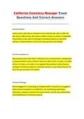 California Cemetery Manager Exam Questions and Correct Answers