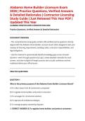 Alabama Home Builder Licensure Exam 2026 &vert; Practice Questions&comma; Verified Answers & Detailed Rationales &vert; Contractor Licensing Study Guide &vert; Just Released This Year PDF &vert; Updated This Year