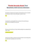 Florida Security Guard Test Questions and Correct Answers