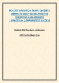 BIOLOGY EVOLUTION EXAM I QUIZZES &vert; COMPLETE STUDY GUIDE&comma; PRACTICE QUESTIONS AND ANSWERS