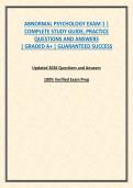 ABNORMAL PSYCHOLOGY EXAM 1 &vert; COMPLETE STUDY GUIDE&comma; PRACTICE QUESTIONS AND ANSWERS