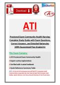 ATI Proctored Exam Community Health Nursing&colon; Complete Study Guide with Exam Questions&comma; Correct Answers&comma; and Detailed Rationales 100&percnt; Guaranteed Pass Graded A&plus;