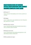 NACE FOUNDATIONS OF NURSING&NewLine;ACTUAL EXAM QUESTIONS AND CORRECT&NewLine;ANSWERS COMPLETE STUDY GUIDE&NewLine;