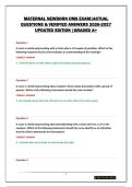 MATERNAL NEWBORN CMS EXAM&vert;ACTUAL QUESTIONS & VERIFIED ANSWERS 2026-2027 UPDATED EDITION &vert;GRADED A&plus;