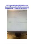 ATI PN Mental Health 20232026 Proctored &NewLine;Exam&sol; with screenshots Questions and correct &NewLine;verified answers&period; Guaranteed pass &sol;Graded A&plus;