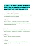 NFPA 10 PORTABLE FIRE EXTINGUISHERS&NewLine;CERTIFICATION EVALUATION COMPLETE&NewLine;QUESTIONS AND VERIFIED SOLUTIONS&NewLine;