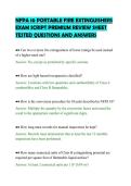 NFPA 10 PORTABLE FIRE EXTINGUISHERS&NewLine;EXAM SCRIPT PREMIUM REVIEW SHEET&NewLine;TESTED QUESTIONS AND ANSWERS
