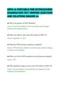 NFPA 10 PORTABLE FIRE EXTINGUISHERS&NewLine;EXAMINATION TEST VERIFIED QUESTIONS&NewLine;AND SOLUTIONS GRADED A&plus;&NewLine;