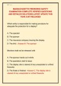 MASSACHUSETTS FIREWORKS SAFETY &NewLine;EXAMINATION COMPLETE VERIFIED QUESTIONS &NewLine;AND DETAILED SOLUTIONS LATEST UPDATE THIS &NewLine;YEAR JUST RELEASED