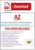 Open AZ Statutes and Rules Exam Prep &vert; Verified Study Guide with Practice Questions & Correct Answers &vert; Latest Update 2026