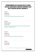 PROGRAMMING AND ANALYSIS ARE 5&period;0 EXAM &vert;ACTUAL QUESTIONS & VERIFIED ANSWERS 2026-2027 UPDATED EDITION &vert;GRADED A&plus;