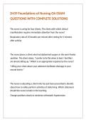 D439 Foundations of Nursing OA EXAM QUESTIONS WITH COMPLETE SOLUTIONS