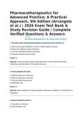Pharmacotherapeutics for Advanced Practice&colon; A Practical Approach&comma; 5th Edition &lpar;Arcangelo et al&period;&rpar; &vert; 2026 Exam Test Bank & Study Revision Guide &vert; Complete Verified Questions & Answers