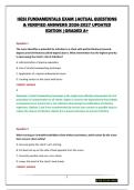 HESI FUNDAMENTALS EXAM &vert;ACTUAL QUESTIONS & VERIFIED ANSWERS 2026-2027 UPDATED EDITION &vert;GRADED A&plus;