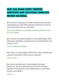 NUR 2092 EXAM SCRIPT VERIFIED&NewLine;QUESTIONS AND SOLUTIONS COMPLETE&NewLine;REVIEW MATERIAL