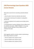 EAQ Pharmacology Exam Questions With Correct Answers 