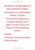 Test Bank For College Algebra 9th Edition By Robert F&period; Blitzer