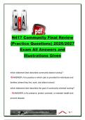 N417 Community Final Review &lpar;2026&sol;2027&rpar; &vert; 120&plus; Practice Questions & Verified Answers &vert; Community Health Nursing&comma; Public Health&comma; Health Policy&comma; Epidemiology&comma; Medicare & Health Promotion